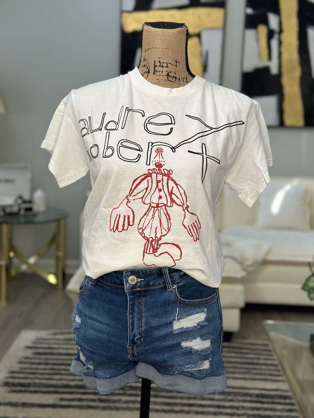 Audrey Hobert Clown Tour White Graphic Tee Small